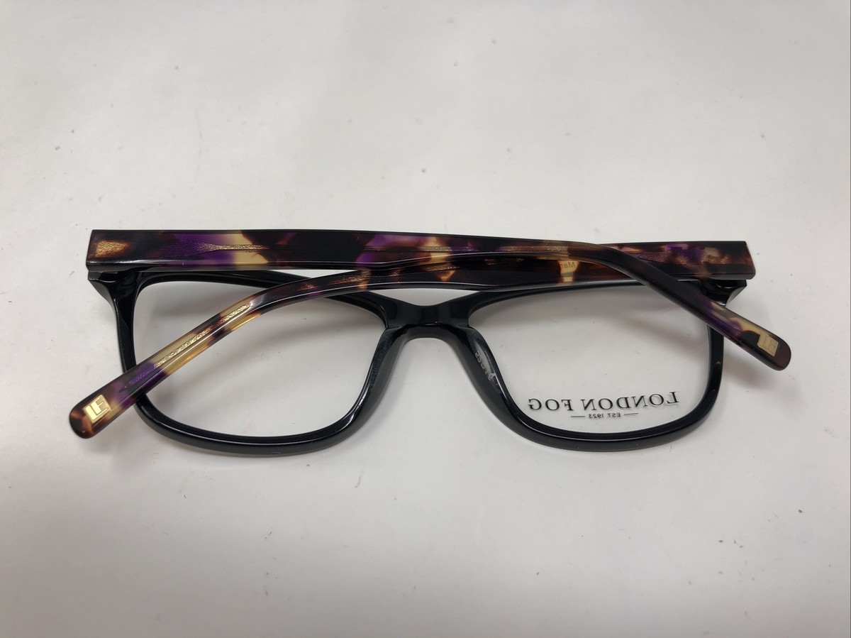 London Fog Non-Prescription Women\'s Dark Purple Full-Rim Eyeglasses London Fog Eyeglasses Frames Marjorie Black Purple 52-16-15  main image 3