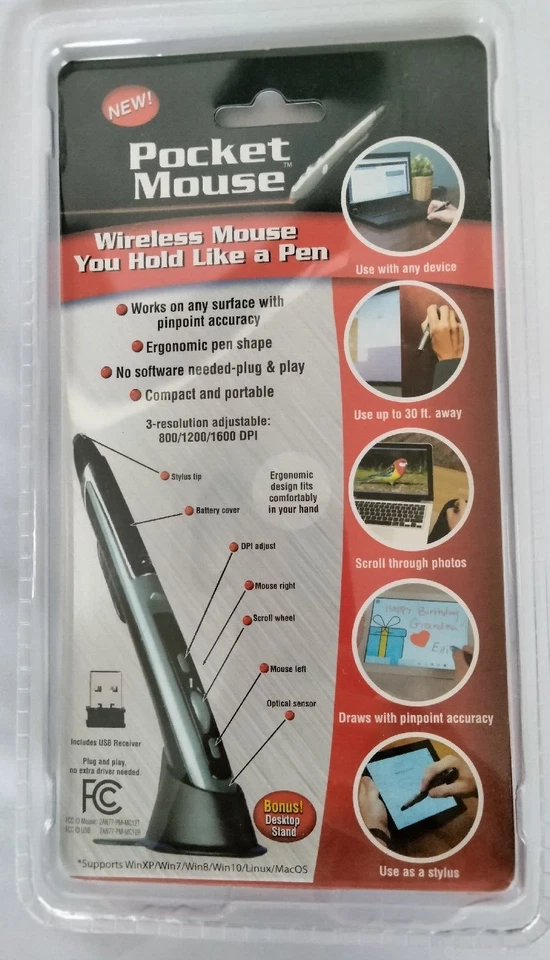 Pocket Mouse: Wireless Pen Mouse with USB Receiver - As Seen on TV Brand New - Image 2 of 3
