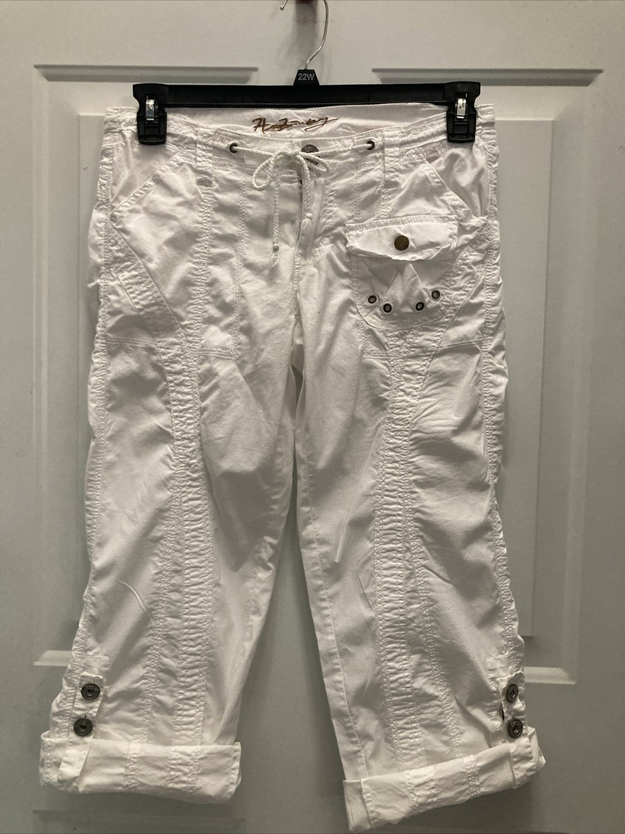 Highway Jeans Women's Juniors Size White Poplin Capri With Awesome Details