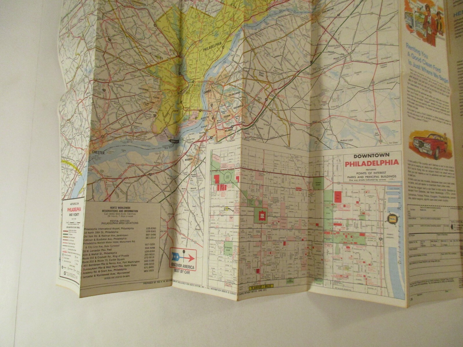 Vintage 1971 HERTZ Philadelphia Pennsylvania City Street Travel Road