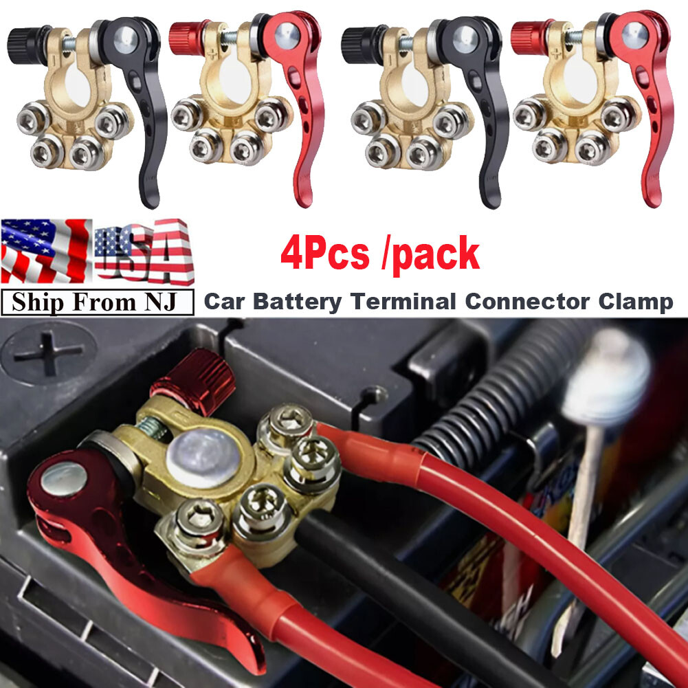 2 PAIR 4 Way Quick Release Disconnect Car Battery Terminal Clamp Connectors USA