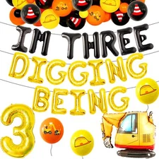 Im Digging Being 3 Birthday Decorations Construction 3rd Birthday Party Decor...