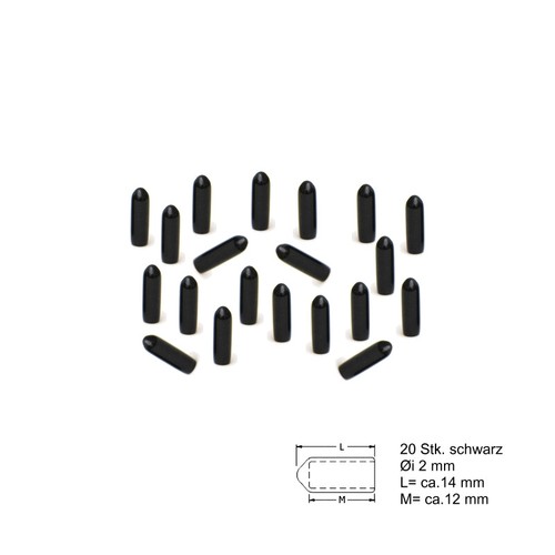 Endkappen Øi 2mm bis 17,8mm 10 -20 -50 Stück Schwarz Rot Schutzkappen PVC Kappen - Bild 3 von 52