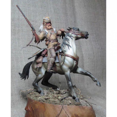 Maßstab 1:24 75MM Wild West Cowboy auf Pferd Statue Resin Figur Western Modell