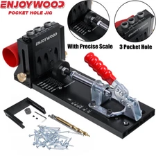 ENJOYWOOD Pocket Hole Jig Set Scale Template Carpenter Angle Joinery Drilling