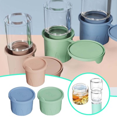 Silicone Ice Cube Maker With Lid Hollow Cylinder Ice Cube Moulds For 40 Oz Ice