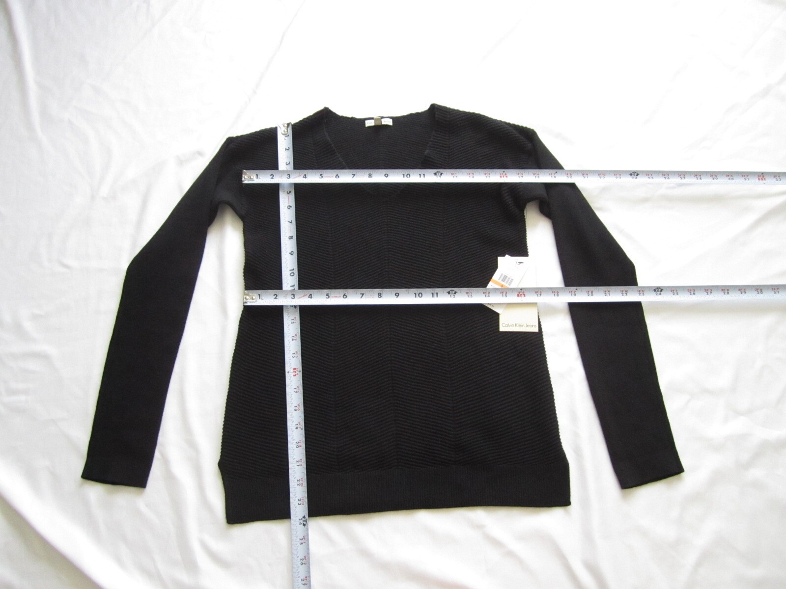 New W/ Tag Calvin Klein Jeans V Neck Cotton Blend Pullover Sweater Sz S (WB355) thumbnail 3