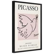 Framed Picasso Wall Art Dove of Peace Canvas Prints Picture Picasso Line Draw...