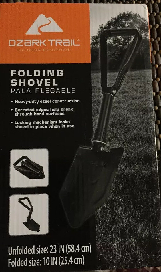 Ozark Trail Folding Shovel, Heavy Duty, Heavy Duty Steel, Serrated Edge,  Locking