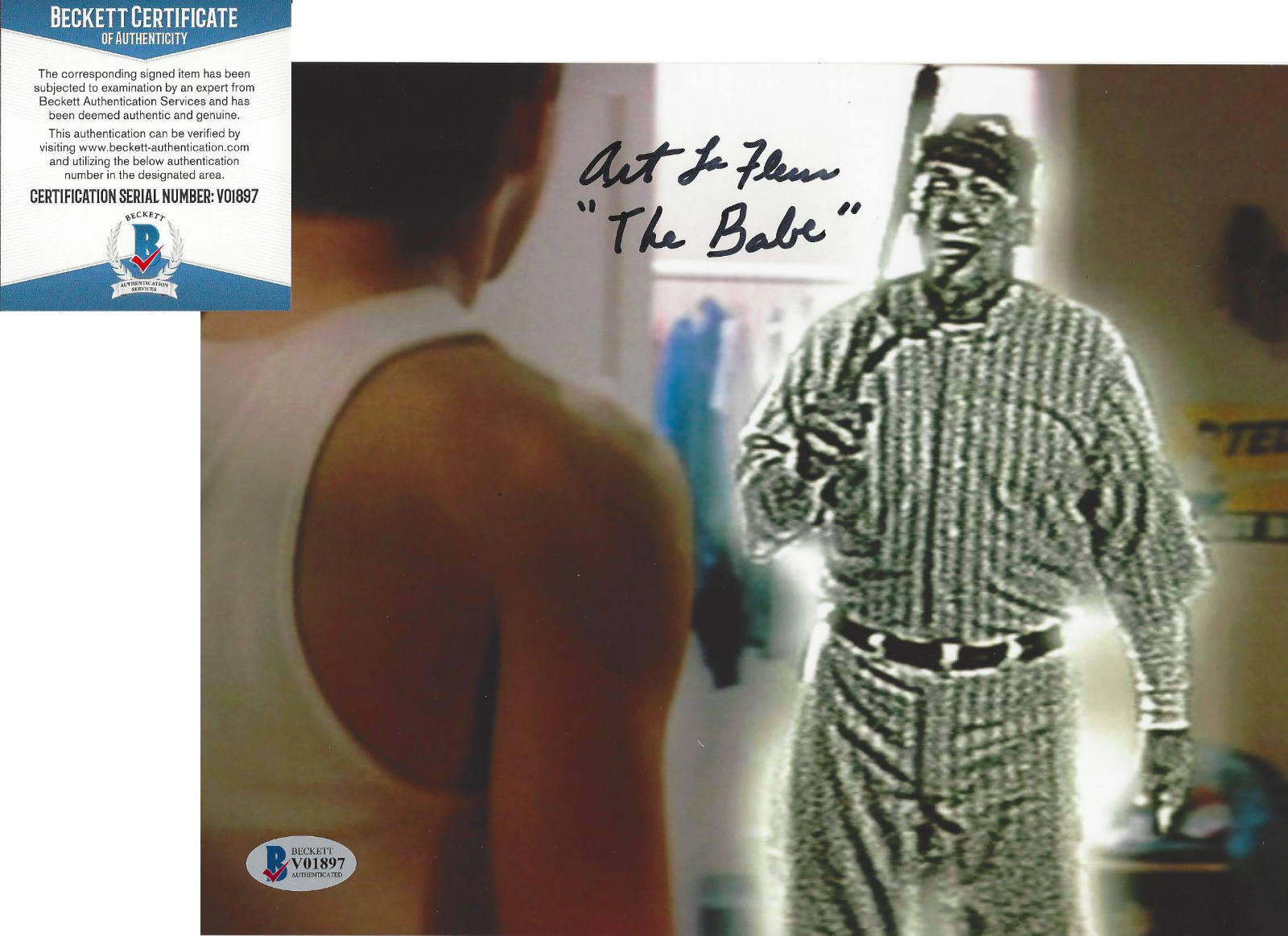 ART LAFLEUR SIGNED THE SANDLOT 'BABE RUTH' 8x10 MOVIE PHOTO D BECKETT COA BAS 