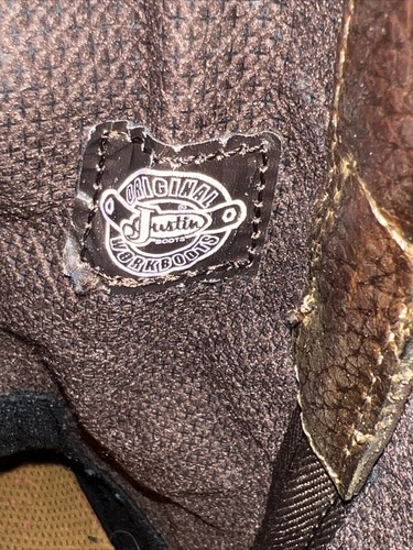 Botas de Trabajo Justin Hombre Decorativas Bordadas 9 W Llamas Marrón Negro - Imagen 6 de 8