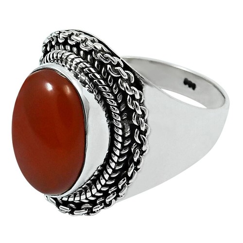 925 Sterling Silver Natural Carnelian Artisan Cocktail Wedding Ring Jewelry US 6 - Picture 3 of 8