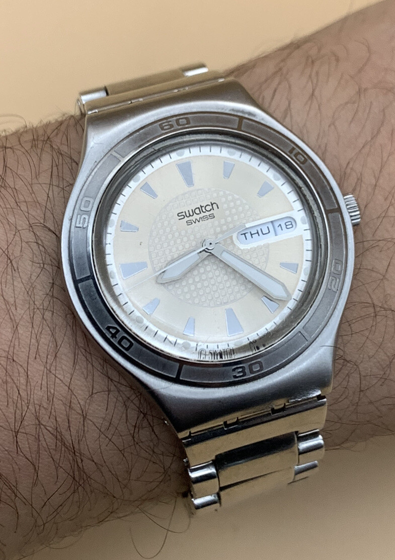 Swatch Irony Steel Peach Dial Quartz Men's Watch SR6265W | eBay