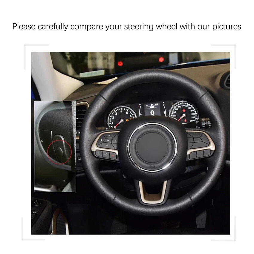 Cubierta de cuero del volante del coche para Jeep Compass 2017 2018 Renegade 2015-2018 Foto 4 de 4