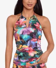 Lauren Ralph Lauren Women's High-Neck Halter Tankini, Color Multi, Size 4 New
