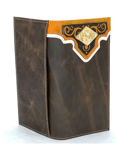 Western PU Leather Wallet Rooster Rodeo Bifold Checkbook Coffee Hand Tool 7.5'' - Picture 4 of 6