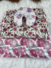 Baby Blanket Spring Pink Flowers Lovey Plush 2x With 1 Pillow