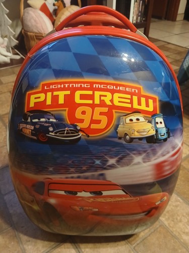 Disney Pixar Cars Lightning McQueen Kids Hard Shell Rolling Suitcase with Handle