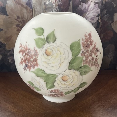 Vintage Lavender & White Round Ball Globe Hurricane Glass Lamp Shade 4  Fitter