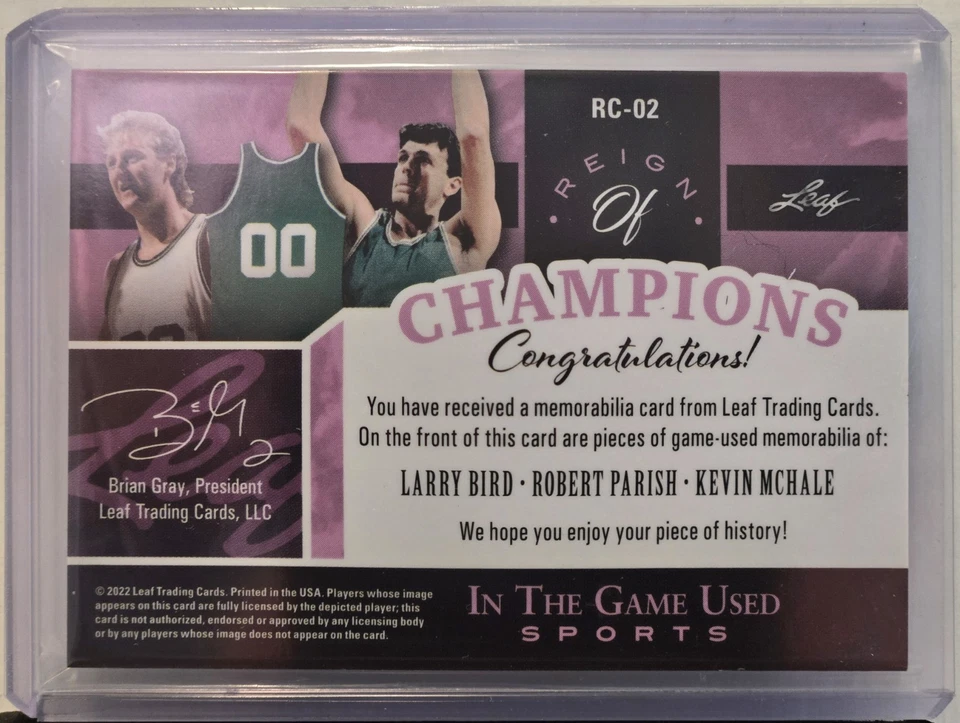 Leaf In The Game 2022 usado Reign Of Champions Larry Bird Parish Mchale/2 #RC-02 Foto 2 de 2