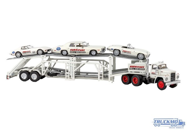 Brekina Hurricane Set Mit Dodge Autotransporter + 3 Pkw 90500-image