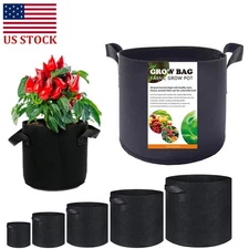 10 Pack w/ Handle Planting Grow Bags Fabric Pot Nursery Soil Nonwoven1-20 Gallon