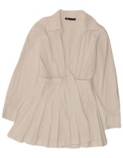 Zara Womens Wrap Long Sleeve Playsuit UK 10 Small White Cotton CK03