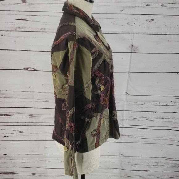 Ronnie Salloway Patchwork Button-Up Jacket L 100%… - image 10