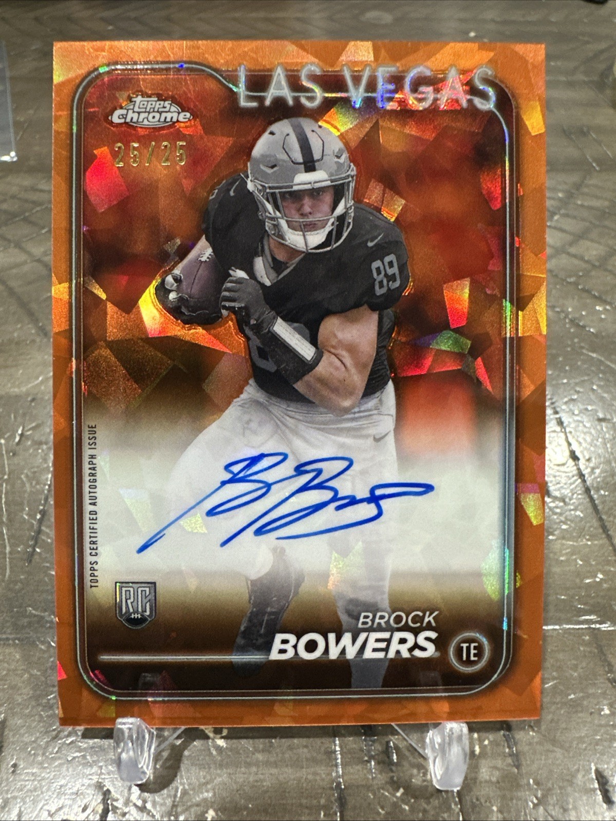 BROCK BOWERS 2024 TOPPS CHROME #RA-BBO ROOKIE ORANGE REFRACTOR AUTO RC 25/25