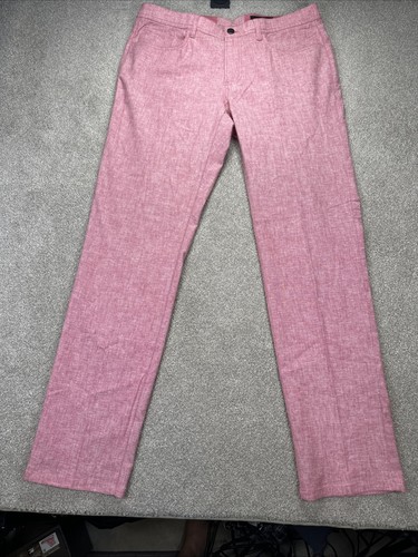 MEN'S DUNNING Linen GOLF PANTS 34x32 Performance Stretch Pink Red Berry Preppy - Picture 5 of 14
