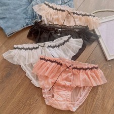 Sweet Womens Transparent Underwear Ruffles Mesh Panties Briefs Sheer Knickers