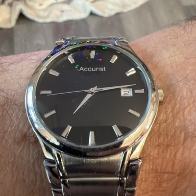 Accurist men s quartz watch black dial Date