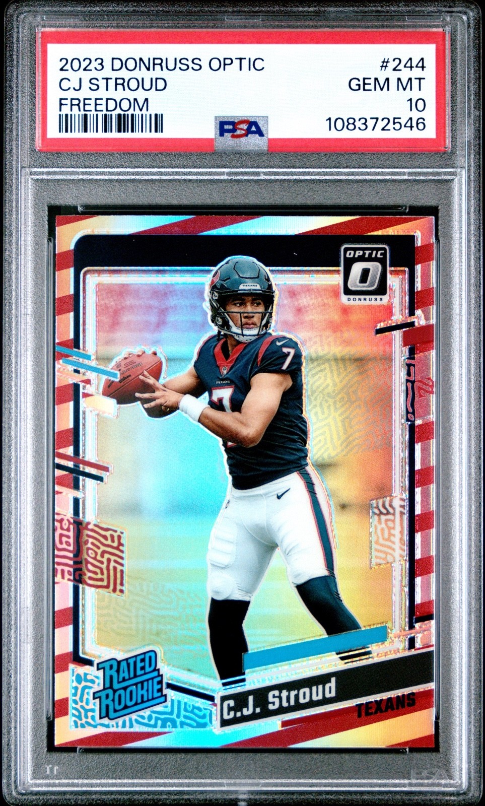 2023 Panini Optic -Rookie C.J. Stroud #244 Freedom Prizm (RC) PSA 10 Case Hit