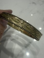 Womens Vintage 9ct Rolled Gold Hinged Bangle 375 9k Designer Bracelet 13.2g