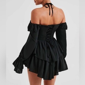 NWT Babyboo Savanna Playsuit Frilly Ruffle Off The Shoulder In Black Size XS