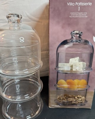 Pasabahce Villa Patisserie Clear Glass Covered Bowl Candy Jar Dish w Lid Box