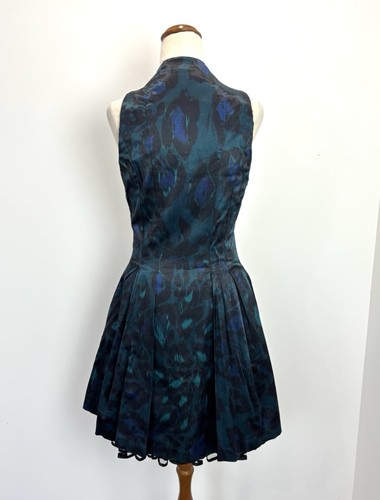 Taco Mujer Vestido 10 Satinado Negro Verde Cremallera Completa Ajuste y Acampanado Tul Cóctel Oficina - Imagen 6 de 13