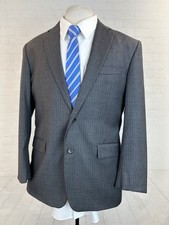 Brooks Brothers USA Men's Dark Gray Striped Saxxon Wool Two Button Blazer 43R