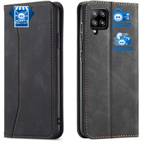 HandyhüLle Leder Schwarz Flip Klappbar Magnetisch StoßFest FüR Galaxy A42 5G