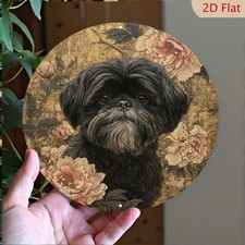 Shih Tzu Dog Aluminum Round Tin Metal Signs Home D cor 8x8
