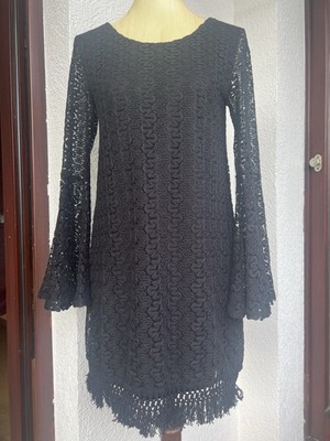 Bodyflirt Boutique Kleid schwarz 36/38 Gehäkelt Trompetenärmel Hippie Boho
