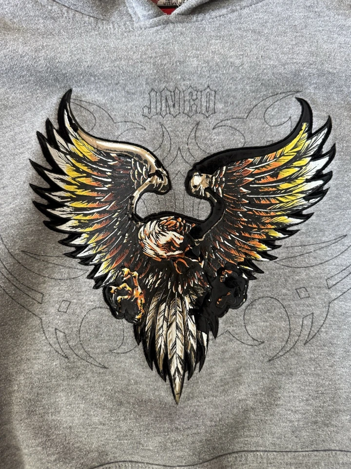 Sudadera con capucha vintage Y2K JNCO Jeans para hombre ropa de skate talla 2XL gris años 2000 Foto 2 de 4