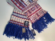 NWT Fair Isle DRAKE'S LONDON Scarf Wool Made IN Scotland J. Crew Red White Blue