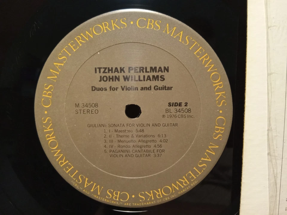 Itzhak Perlman, John Williams, Paganini - Duos for Violin Guitar, LP NM SHRINK - Image 4 of 4