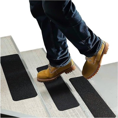 Stair Treads Non Slip for Wooden Steps Indoor and Outdoor - Grip Black, Black