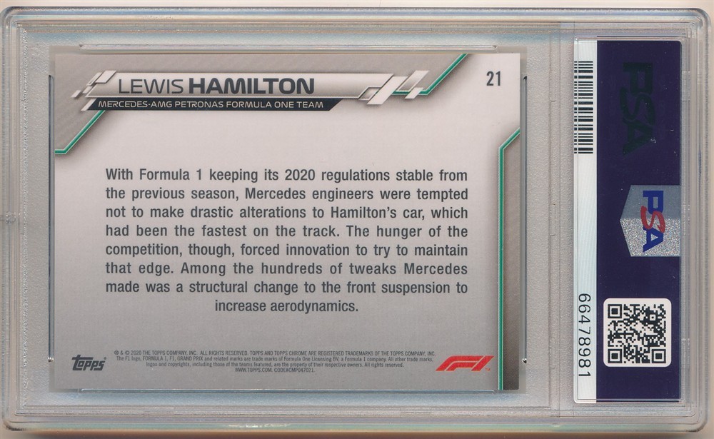 LEWIS HAMILTON 2021 TOPPS CHROME SAPPHIRE EDITION F1 #21 RARE PSA 10 GEM MINT view 2