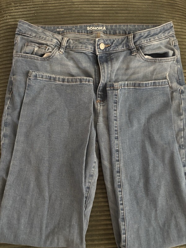 Sonoma Goods For Life Women's Light Wash Blue Denim Straight Leg Jeans 16