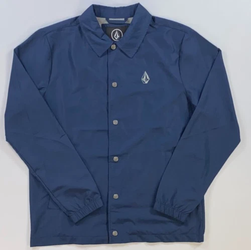 Men's Volcom Kentwood Jacket Navy Blue Snap Front Coaches Windbreaker Size Small - product listing photo