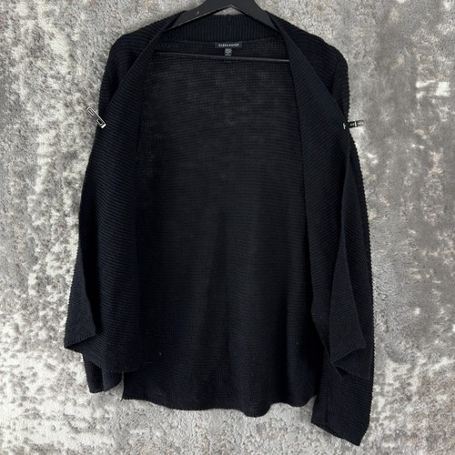 Cardigan Eileen Fisher taglia XXS cotone lino biologico maglia aperta nero manica lunga - Foto 3 di 8