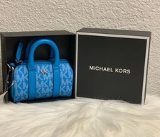 NWT Michael Kors Micro Duffle Keyfob Key Bag Charm With Gift Box in Blue